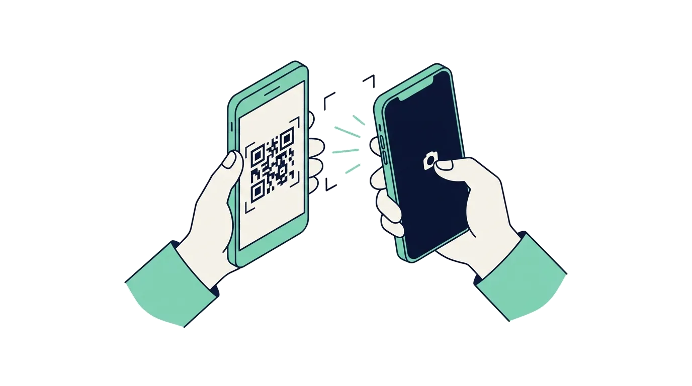 El iniciador escanea con su teléfono el código QR que muestra el vecino